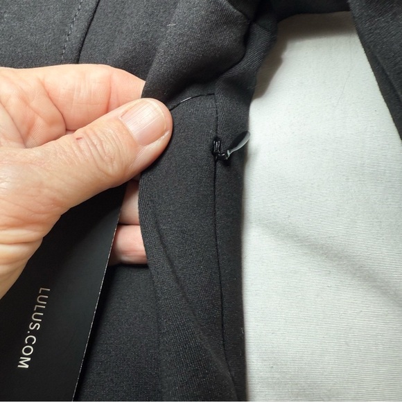 Lulu's Cumulonimbus Clouds Skater Dress Size M Scalloped Black Hidden Back Zip - Picture 5 of 10